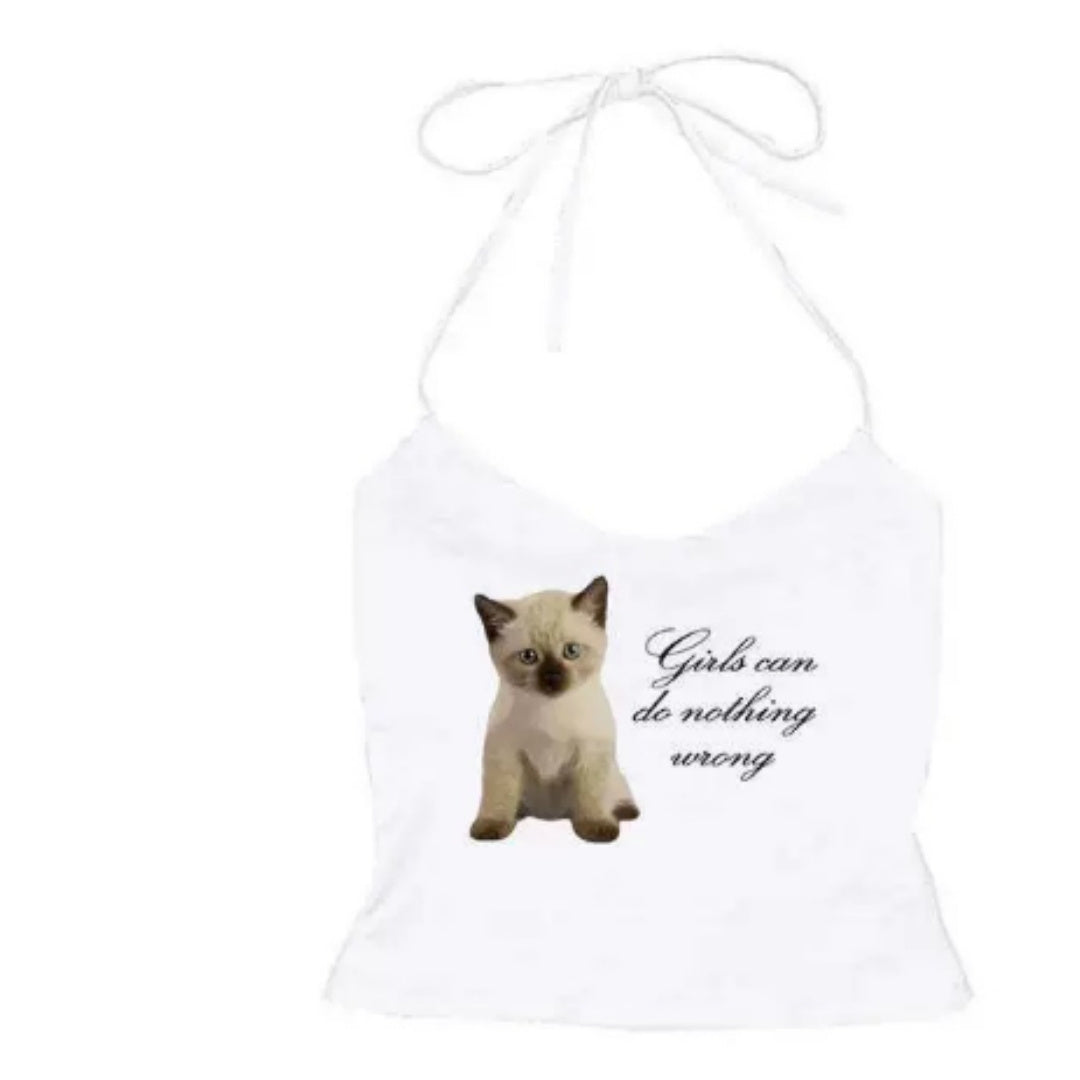 Female European And American Printed Bow Camisole Vest