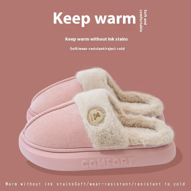 New Plush Slippers For Women Men Winter Warm Home Slipper Indoor Thick-soled Fleece Shoes